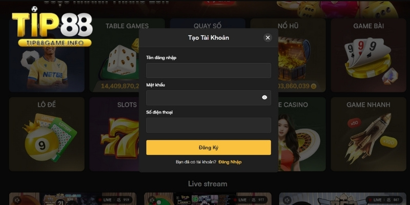 Đăng ký được tài khoản 